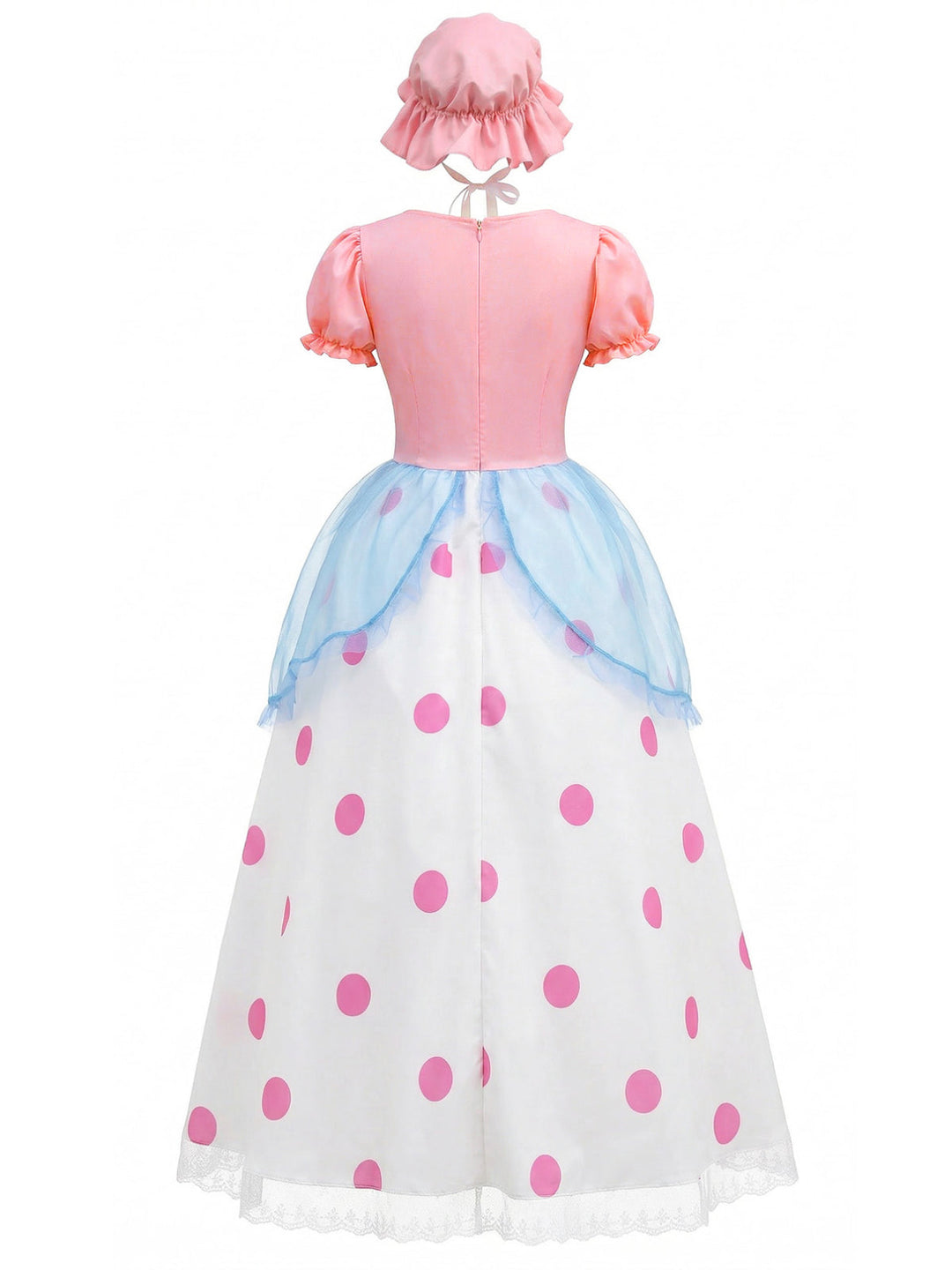 Pink 1940s Bo Peep Cosplay Puff Polka Dot Dress - vintage dress, retro fashion