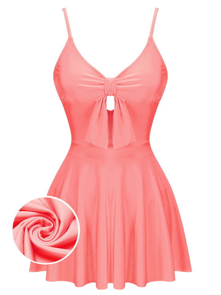 Pink Bow Strap One-piece Swimsuit: timeless style reimagined