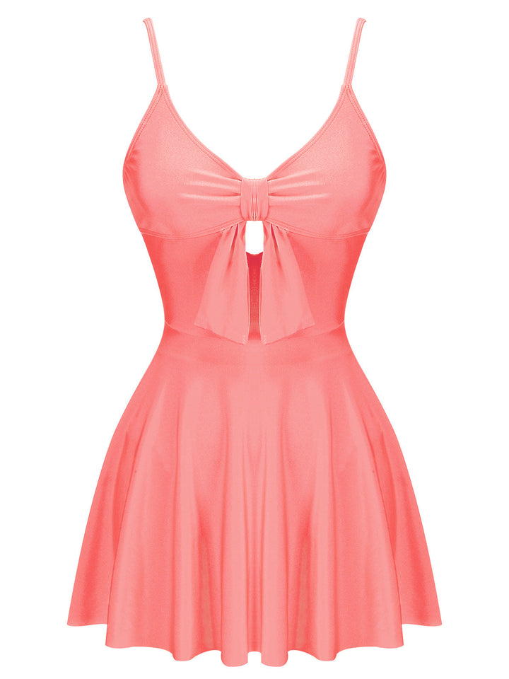 Pink Bow Strap One-piece Swimsuit — vintage elegance for the modern woman