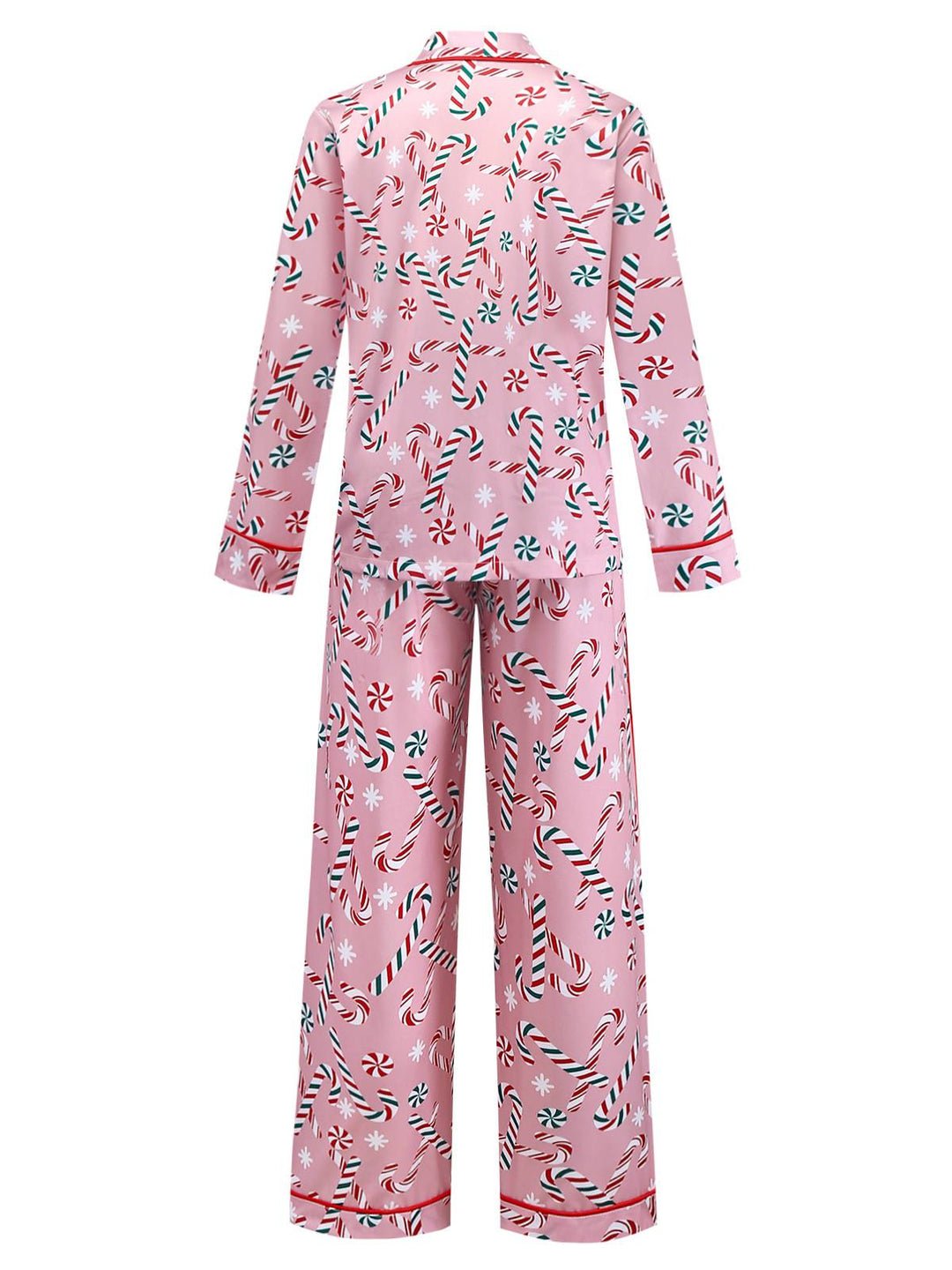 Pink Christmas Candy Cane Long Pajama Set - vintage fashion, retro style