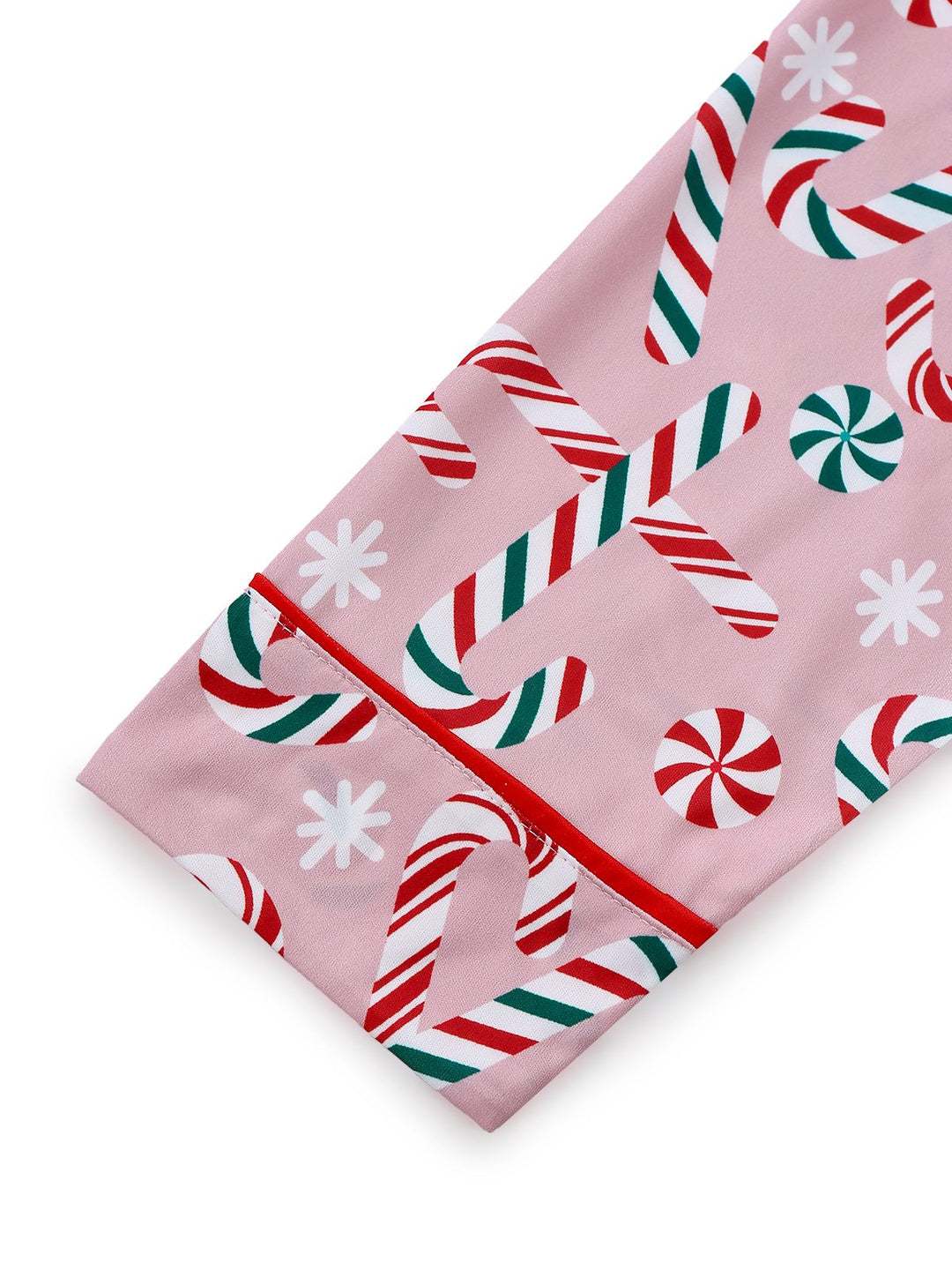 Pink Christmas Candy Cane Long Pajama Set - vintage fashion, retro style
