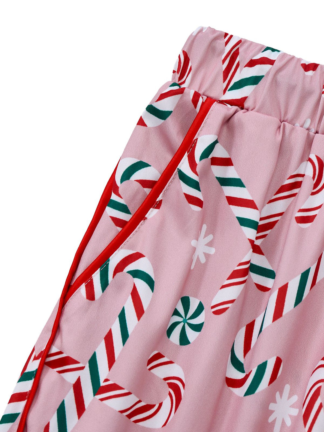 Pink Christmas Candy Cane Long Pajama Set - vintage fashion, retro style