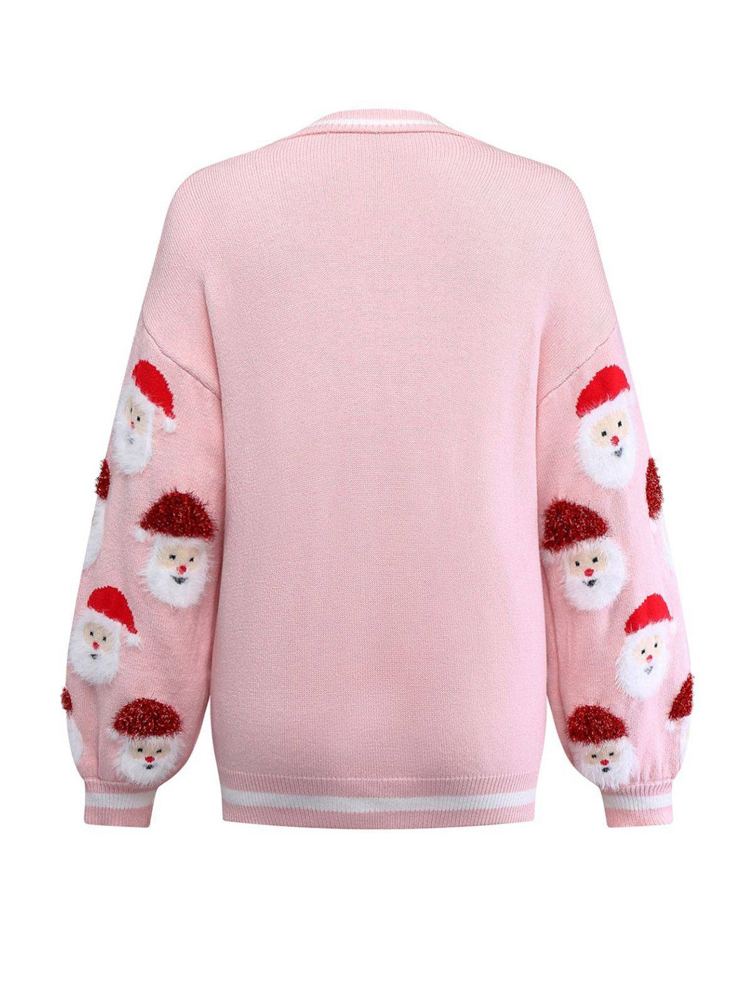 Pink 1940s Christmas Santa Claus Jacquard Cardigan - vintage fashion, style