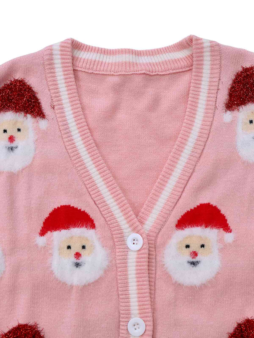 Pink 1940s Christmas Santa Claus Jacquard Cardigan - vintage fashion, style