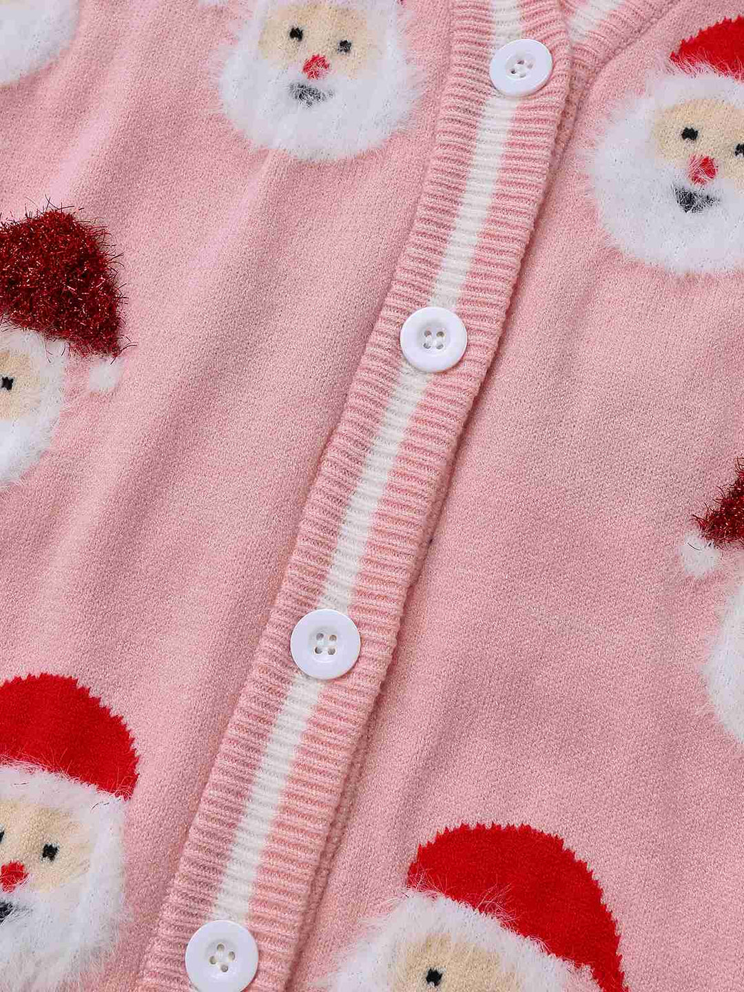 Pink 1940s Christmas Santa Claus Jacquard Cardigan - vintage fashion, style