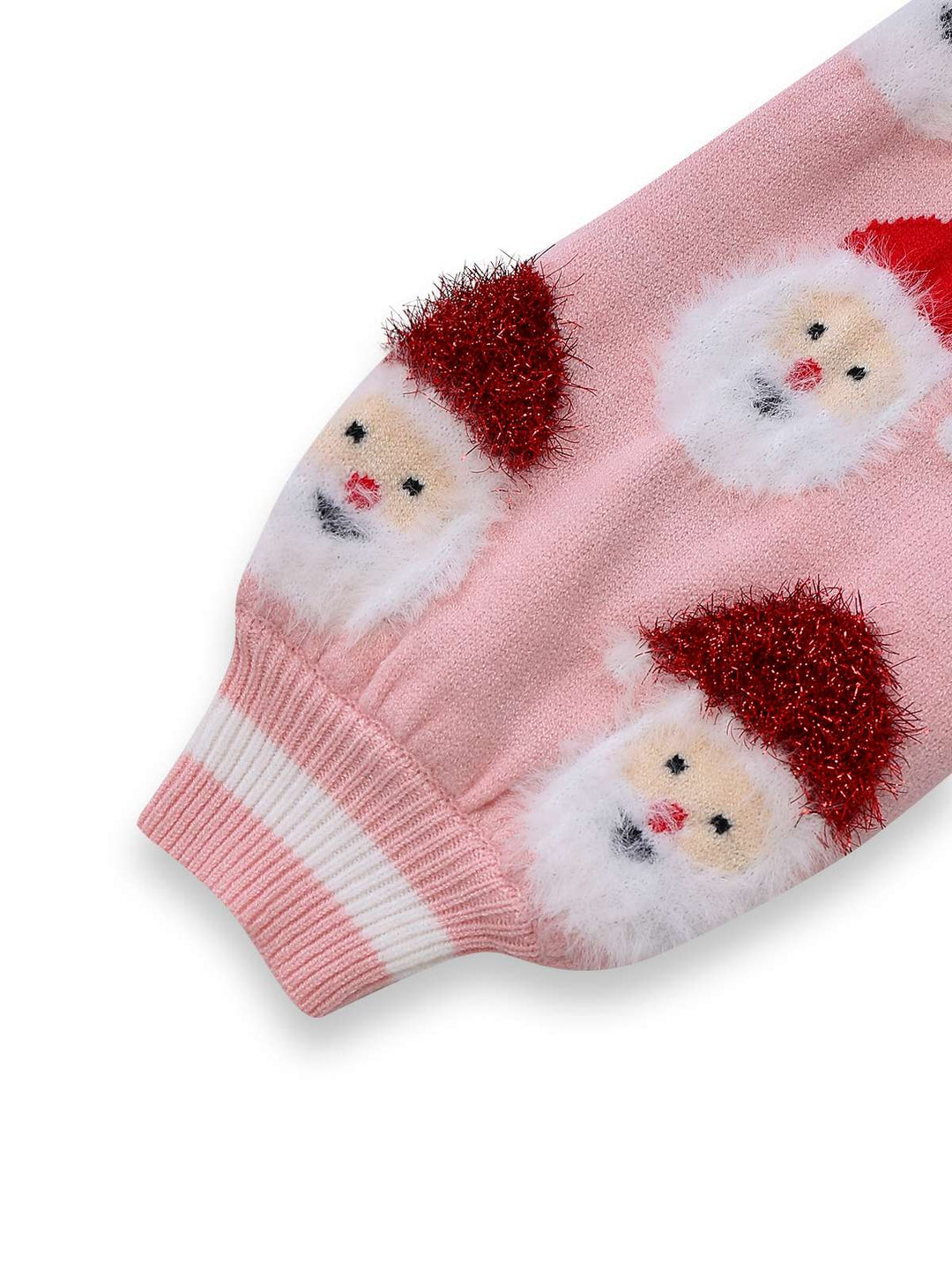 Pink 1940s Christmas Santa Claus Jacquard Cardigan - vintage fashion, style
