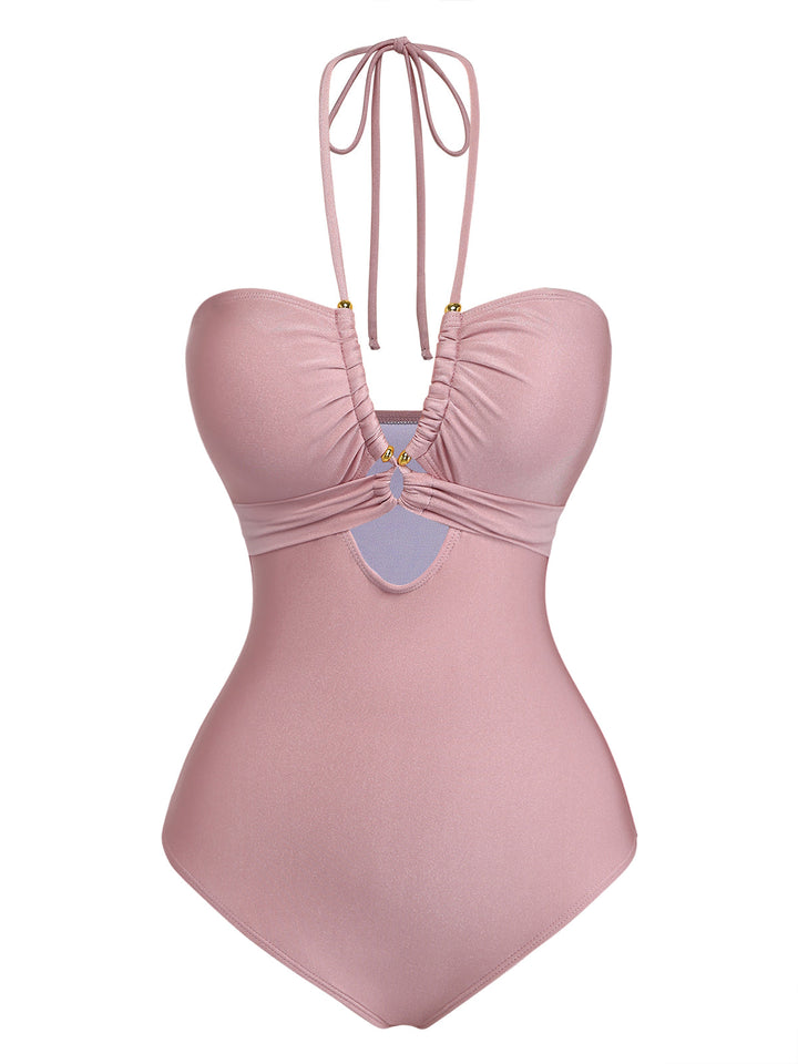 Pink Vintage One Piece Swimsuit, vintage swimsuit, swimwear - perfect for women who love vintage and retro fashion