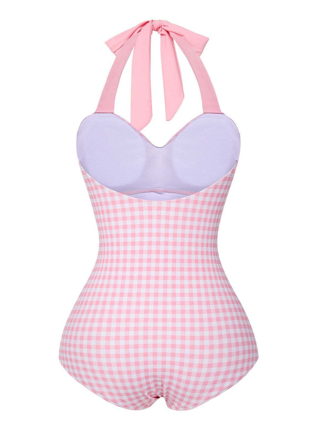 Pink Plaid Halter One-Piece Swimsuit, vintage swimsuit, swimwear - perfect for women who love vintage and retro fashion