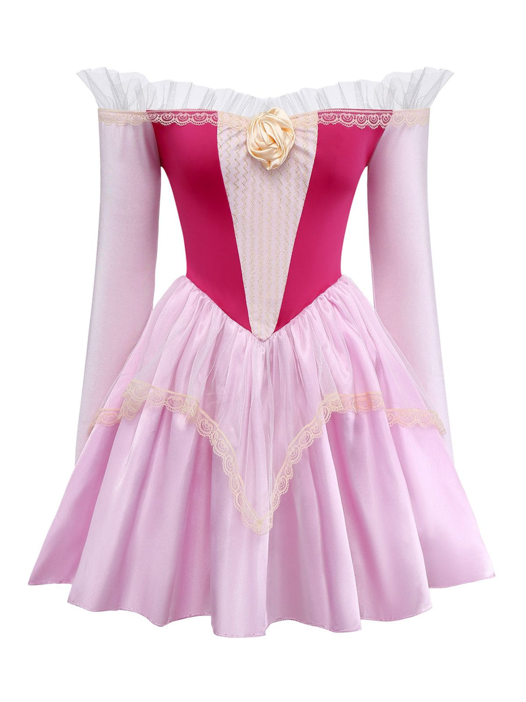 Pink 1940s Princess Off Shoulder Tulle Party Dress - vintage dress, retro fashion