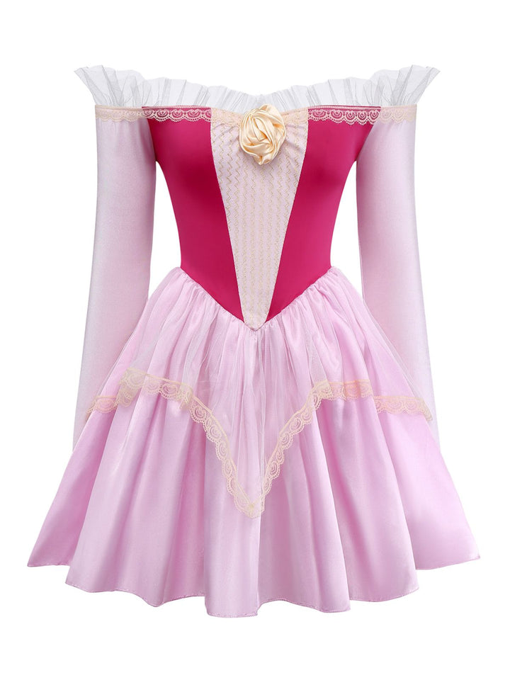 Pink 1940s Princess Off Shoulder Tulle Party Dress - vintage dress, retro fashion