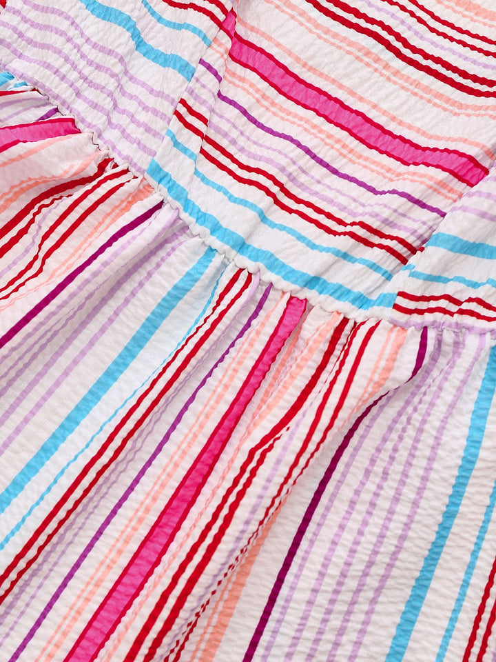 Pink 1940s Rainbow Striped Tube Dress - vintage dress, retro fashion