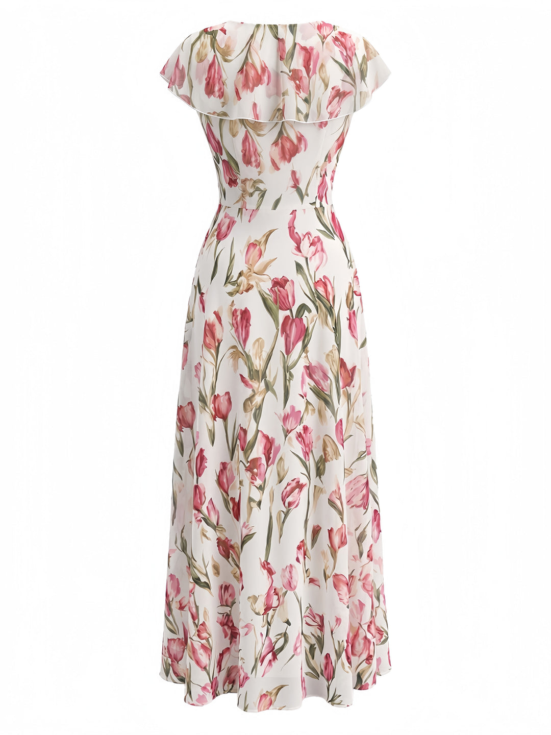 Pink 1940s Short Sleeve V-Neck Midi Dress, vintage dress, retro fashion - perfect for women who love vintage and retro fashion