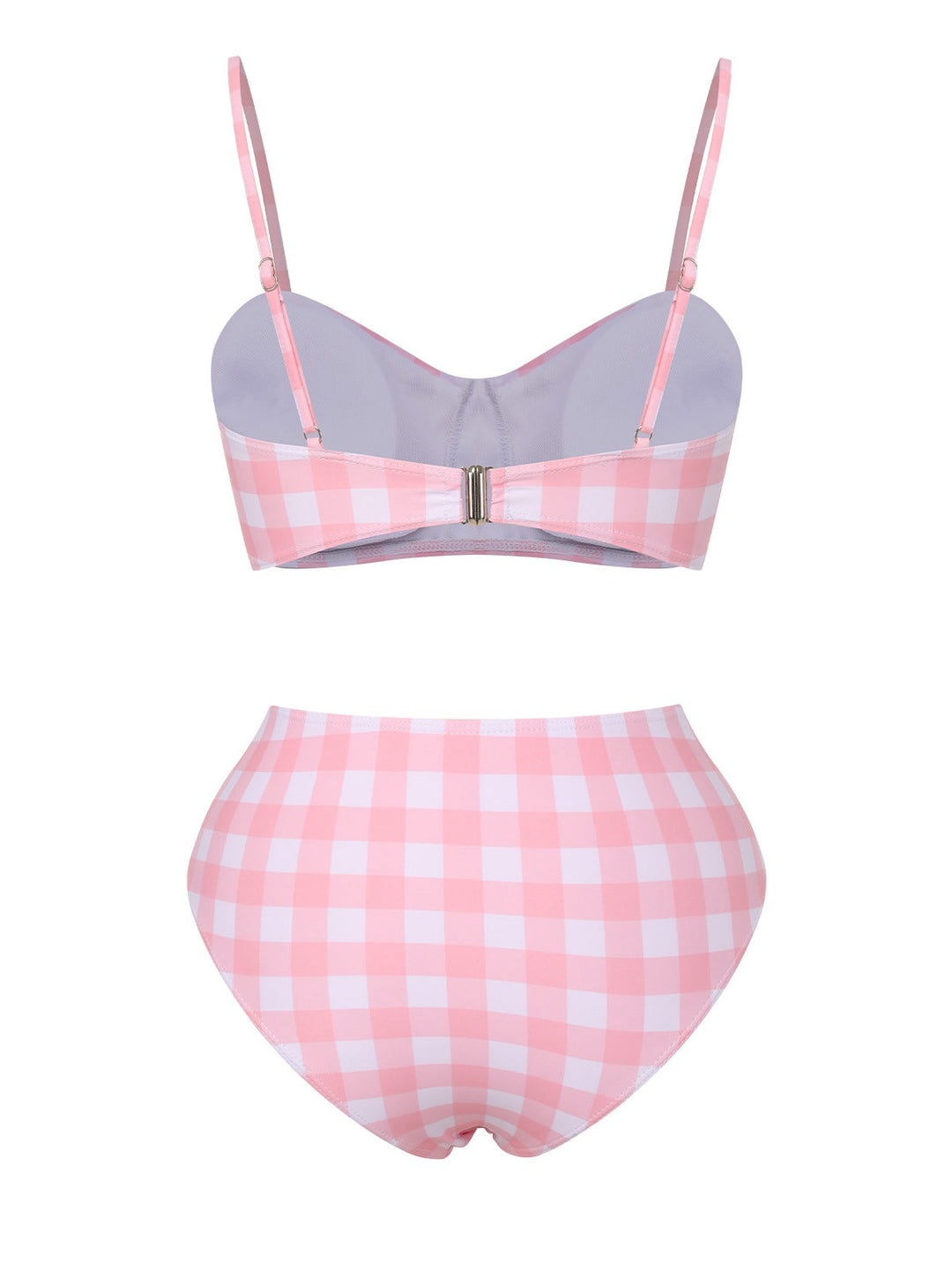 Pink Spaghetti Strap Plaid Bow Swimsuit, vintage swimsuit, swimwear - perfect for women who love vintage and retro fashion