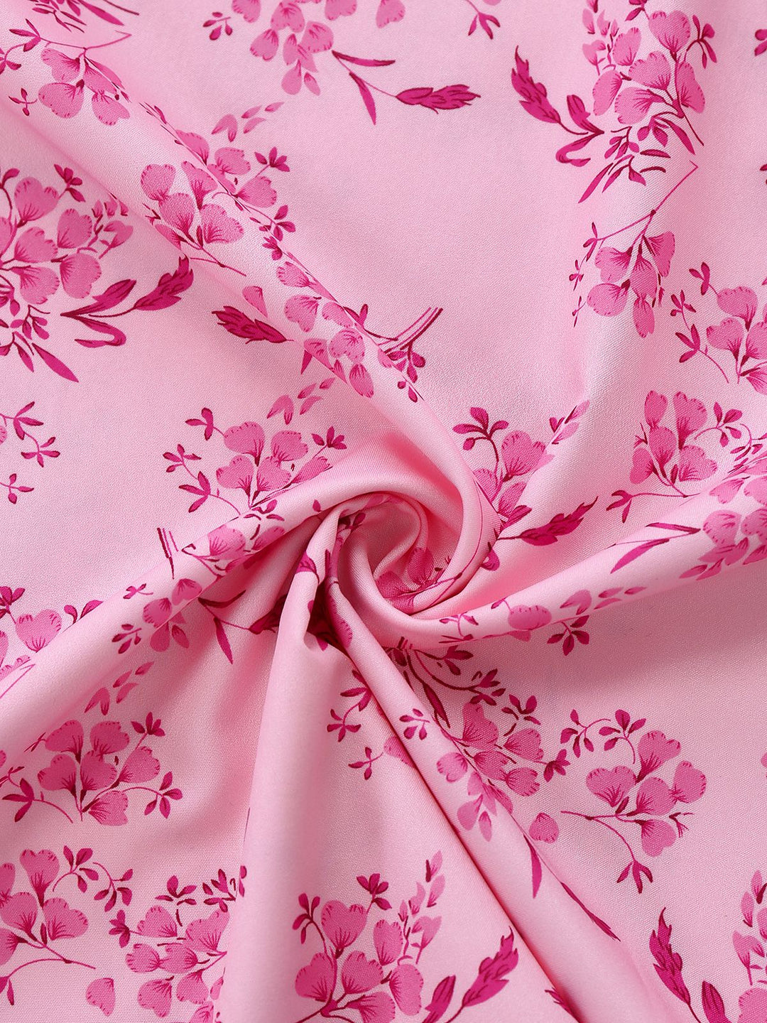 Pink 1940s Square Neck Puff Sleeve Floral Dress - vintage dress, retro fashion