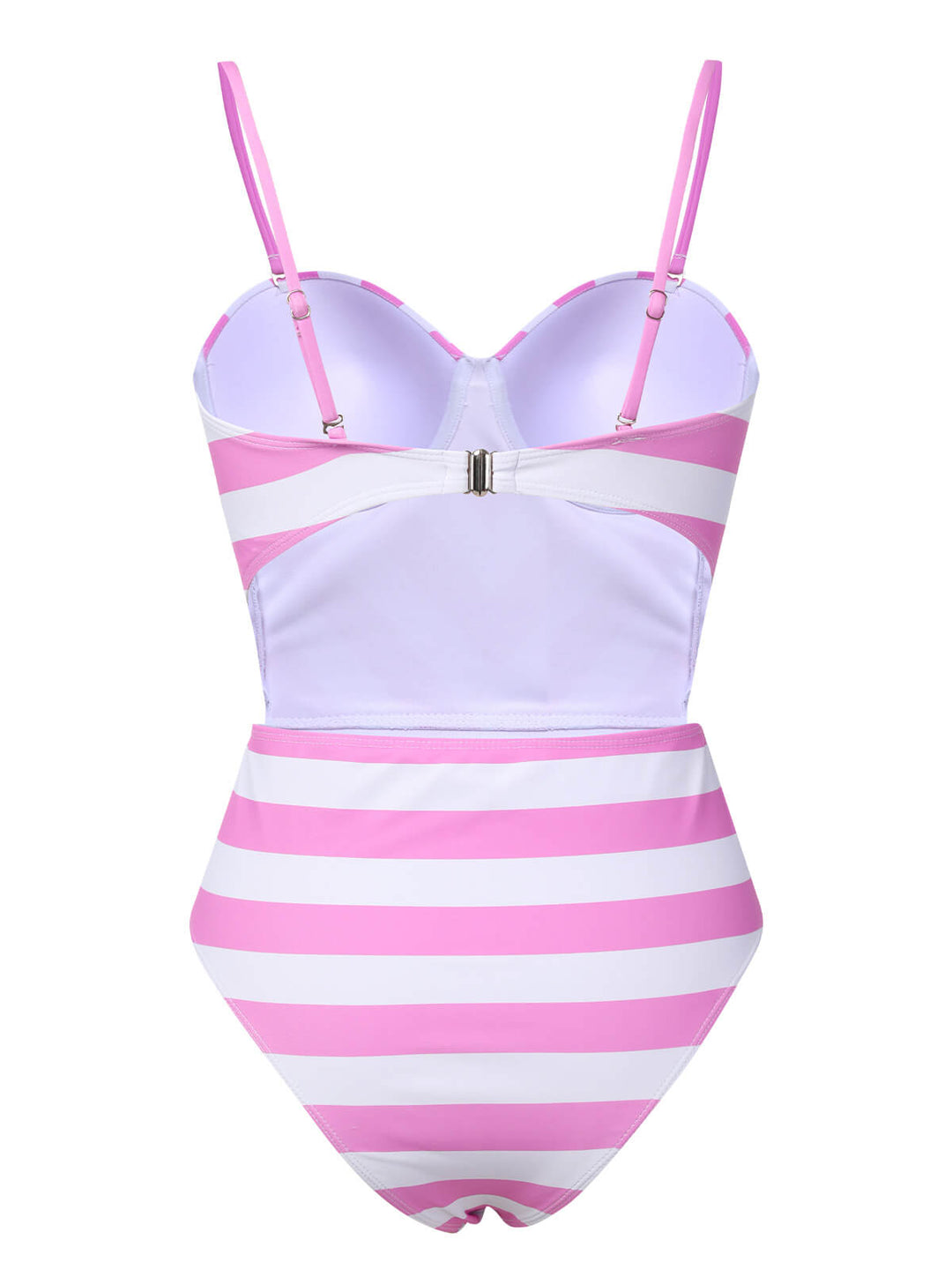 Pink 1940s Striped Bandeau One-Piece Swimsuit, vintage swimsuit, pin-up swimwear - perfect for women who love vintage and retro fashion