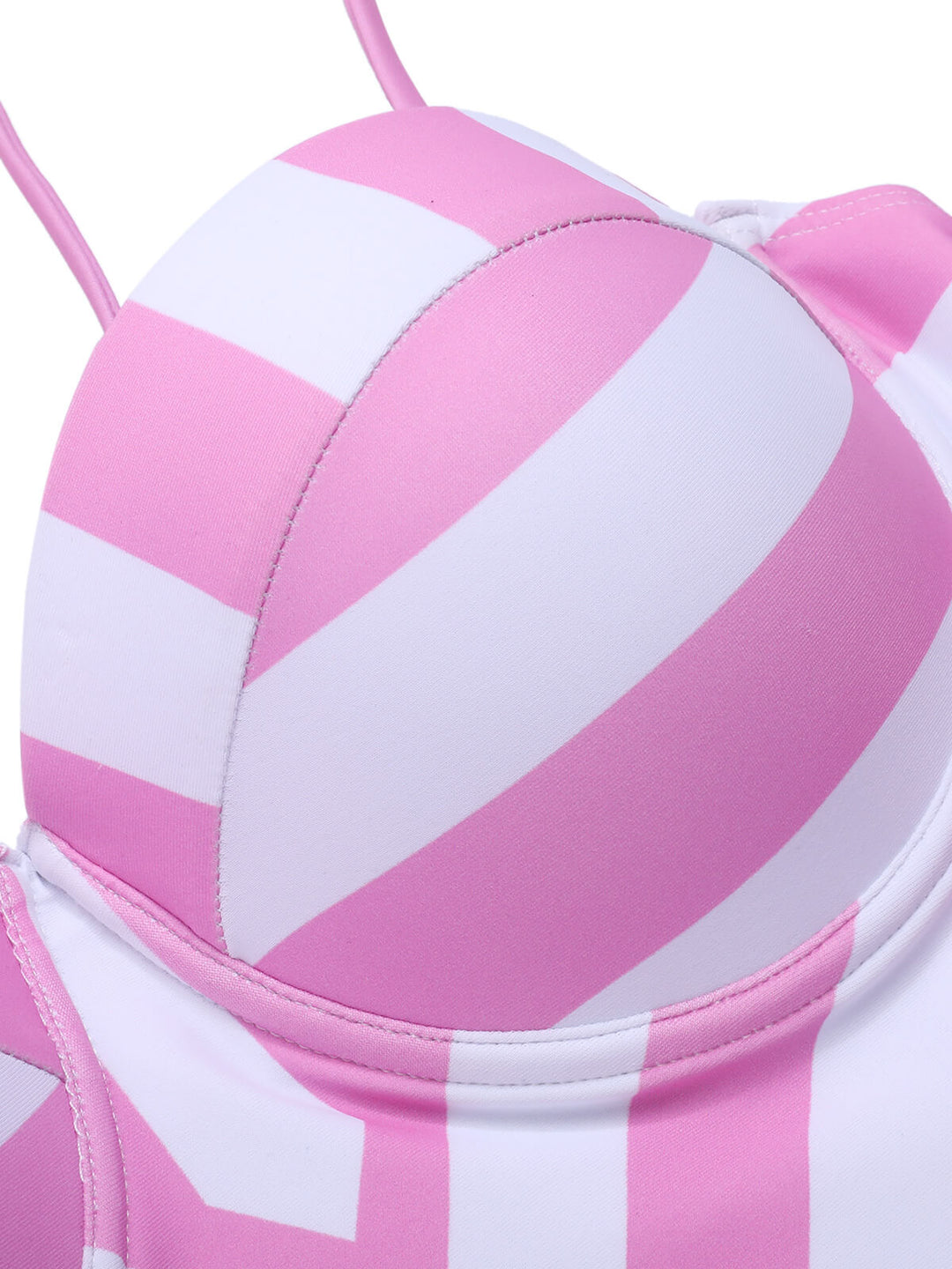 Pink 1940s Striped Bandeau One-Piece Swimsuit, vintage swimsuit, pin-up swimwear - perfect for women who love vintage and retro fashion