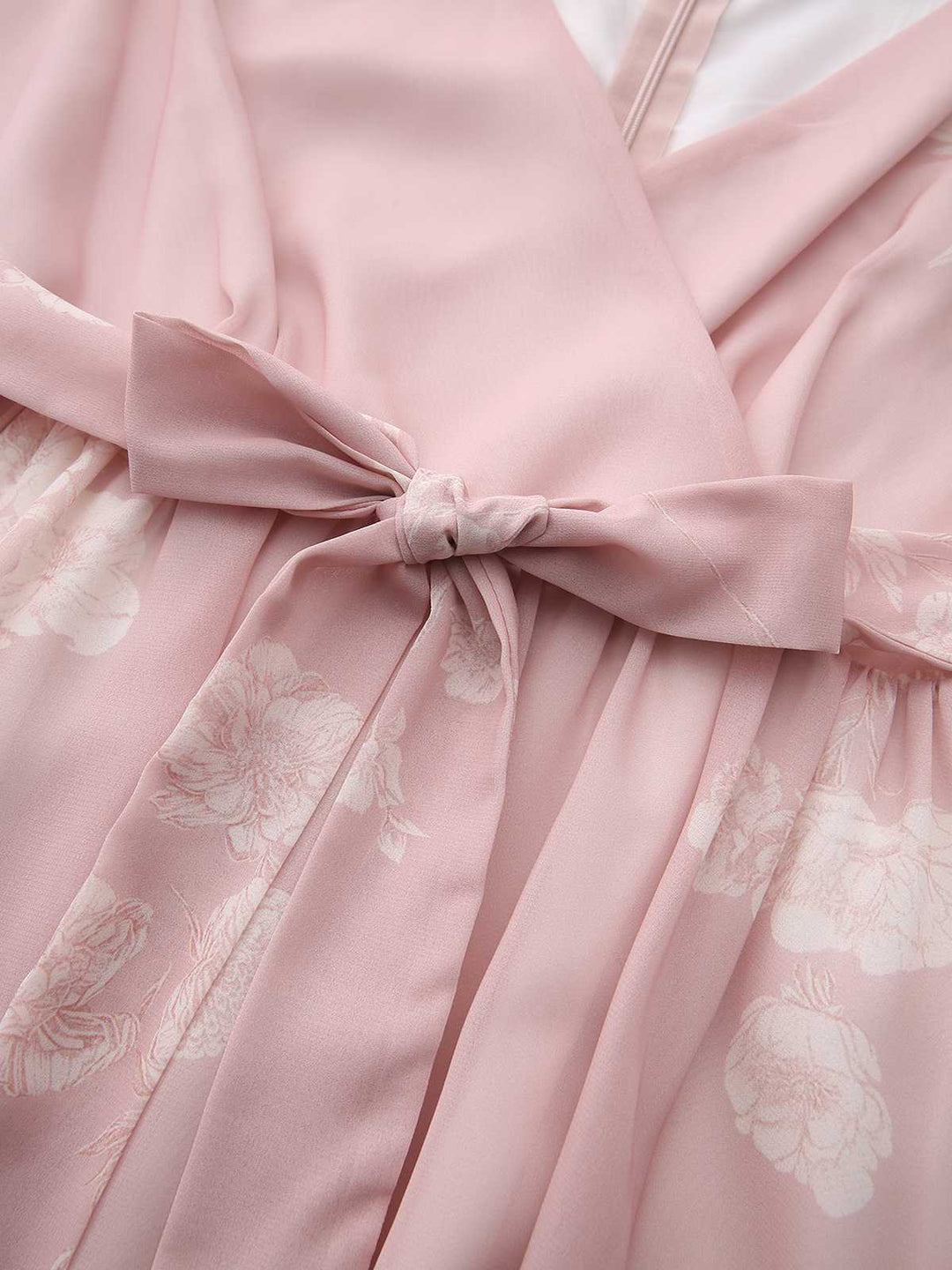 Pink 1940s V-Neck Floral Belted Sleeveless Dress: beautiful vintage dress, retro fashion, elegant style with timeless appeal