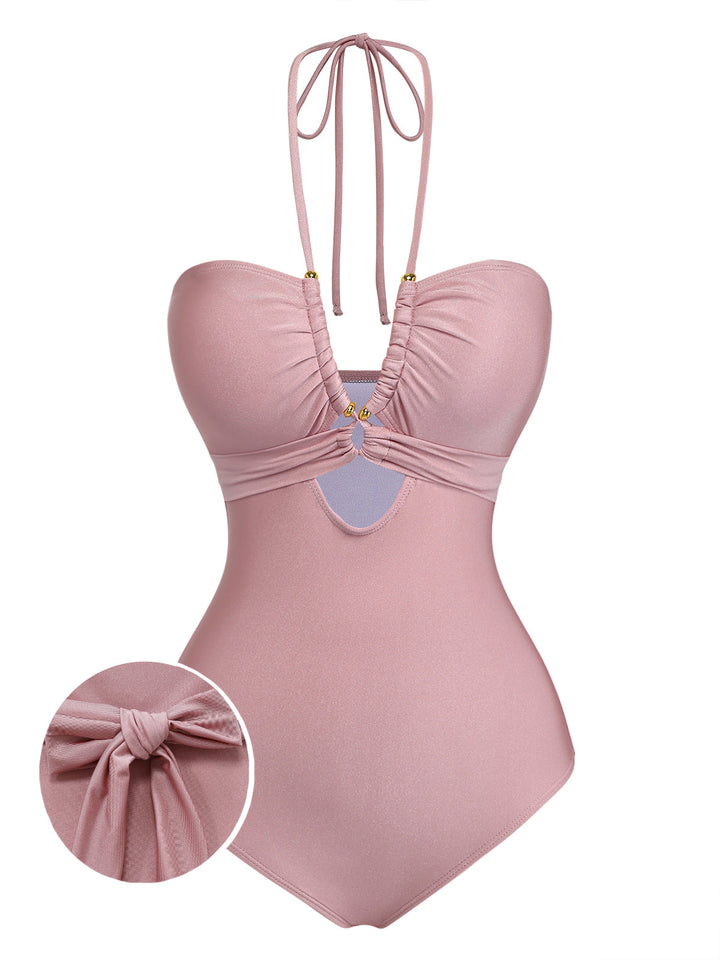 Pink Vintage One Piece Swimsuit, vintage swimsuit, swimwear - perfect for women who love vintage and retro fashion