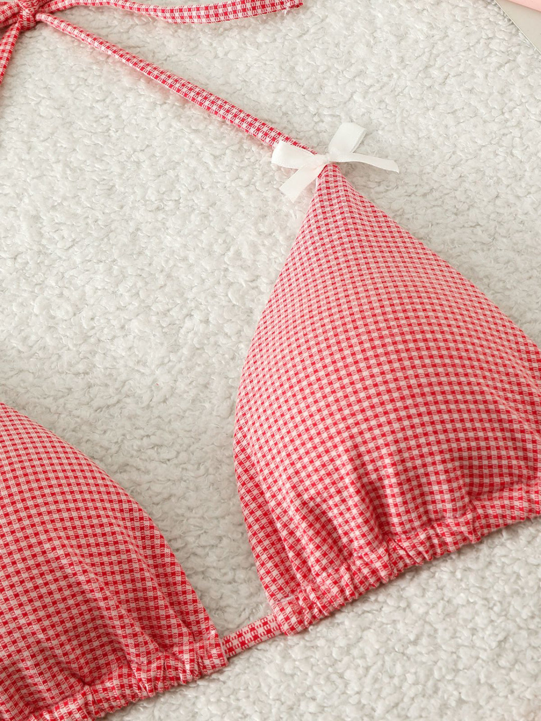 Pink Bow Colorblock Butterfly Bikini Set, vintage swimsuit, swimwear - perfect for women who love vintage and retro fashion