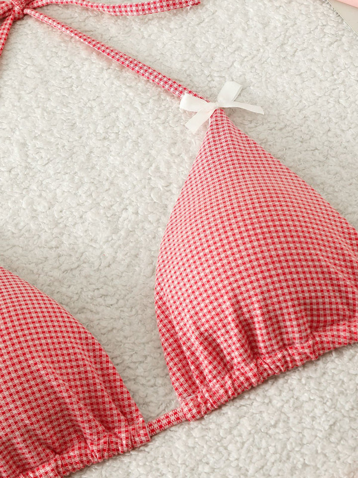 Pink Bow Colorblock Butterfly Bikini Set, vintage swimsuit, swimwear - perfect for women who love vintage and retro fashion