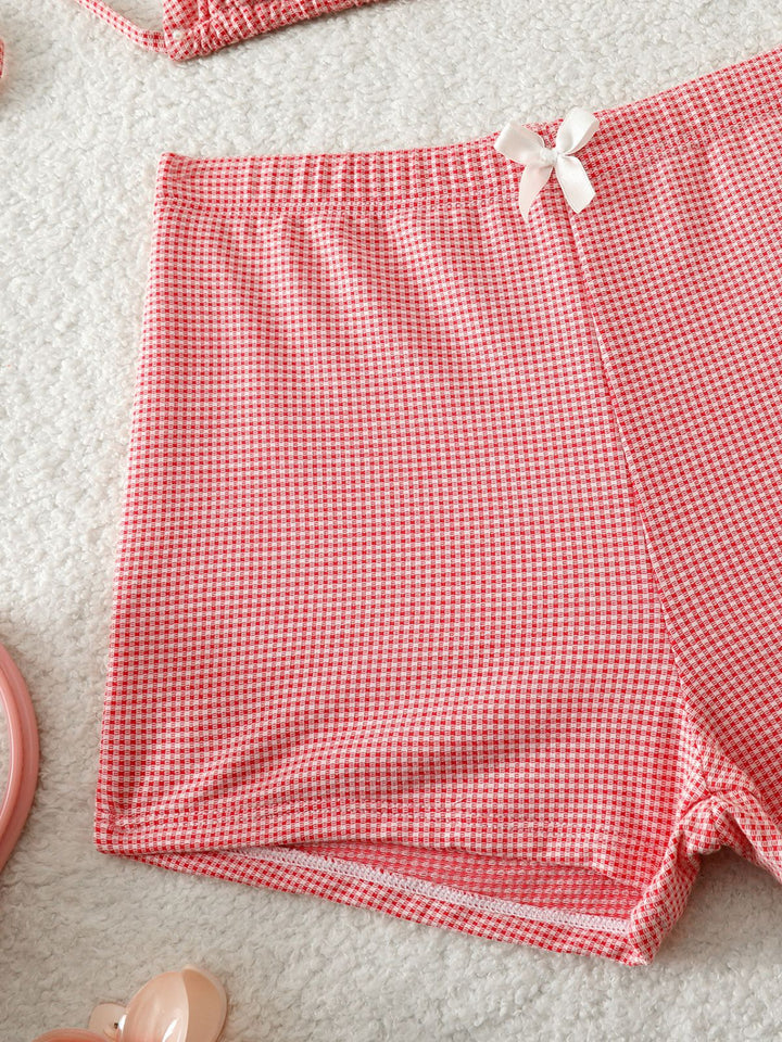 Pink Bow Colorblock Butterfly Bikini Set, vintage swimsuit, swimwear - perfect for women who love vintage and retro fashion