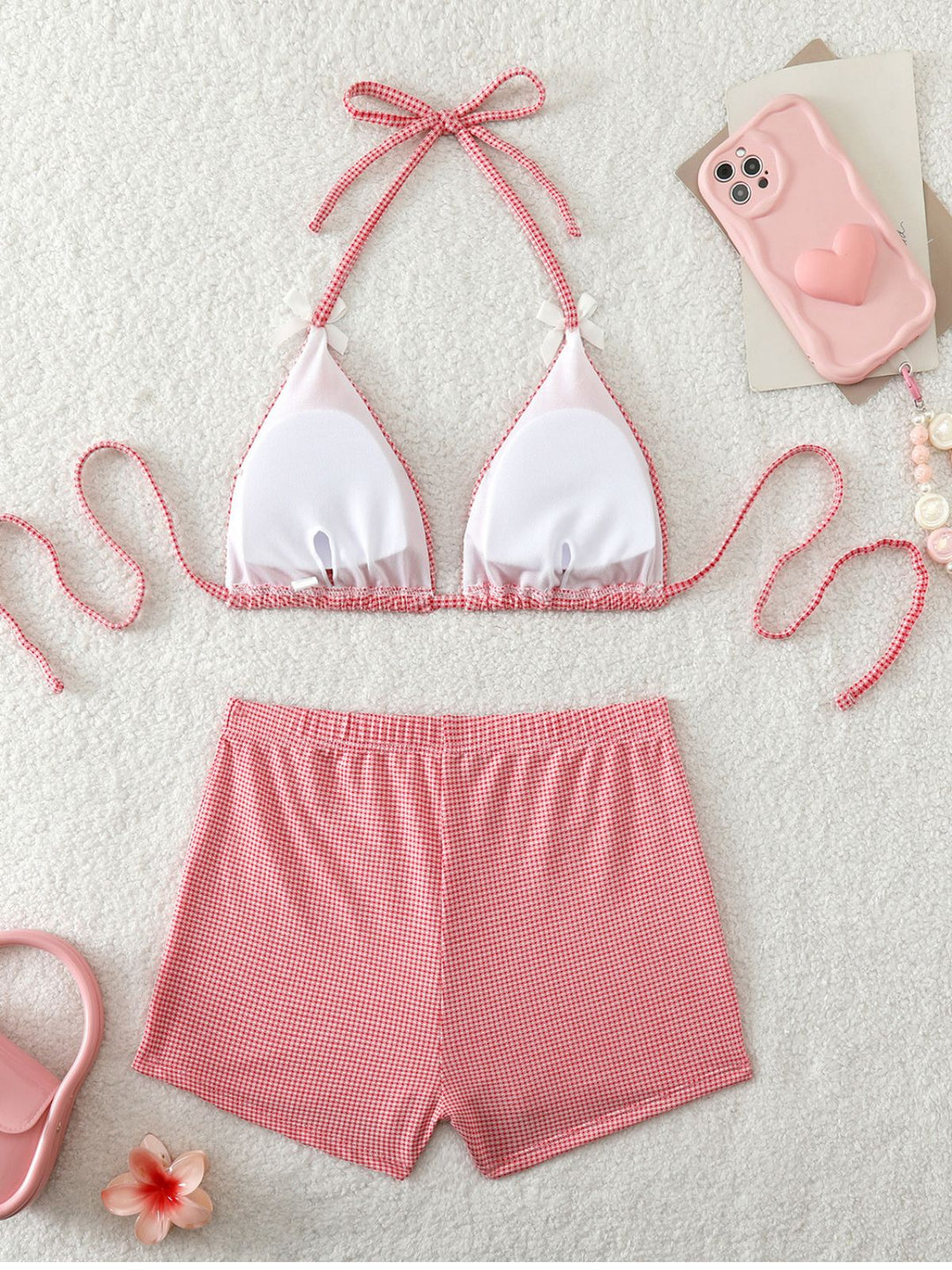 Pink Bow Colorblock Butterfly Bikini Set, vintage swimsuit, swimwear - perfect for women who love vintage and retro fashion
