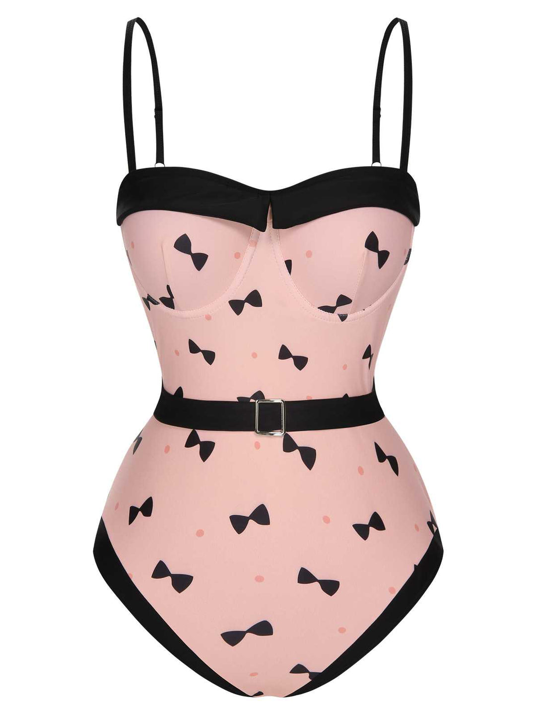 Pink Bow Polka Dots Print One-Piece Swimsuit: Riviera elegance, reimagined for her