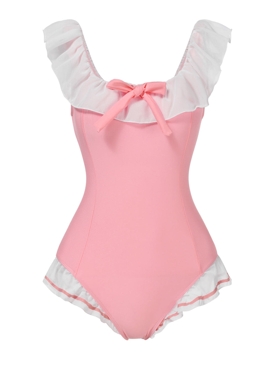 Pink Bowknot Lapel One-Piece Swimsuit: Riviera elegance, reimagined for her