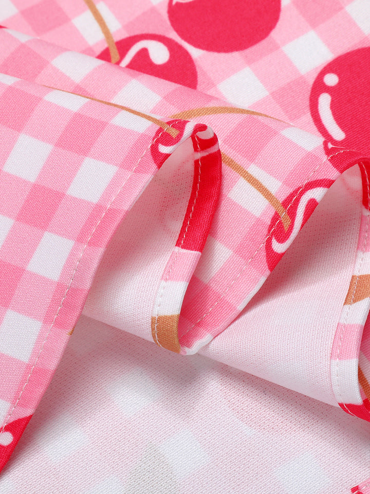 Pink 1950s Cherry Spaghetti Strap Dress, vintage dress, retro fashion, rockabilly, pin-up fashion - perfect for women who love vintage and retro fashion