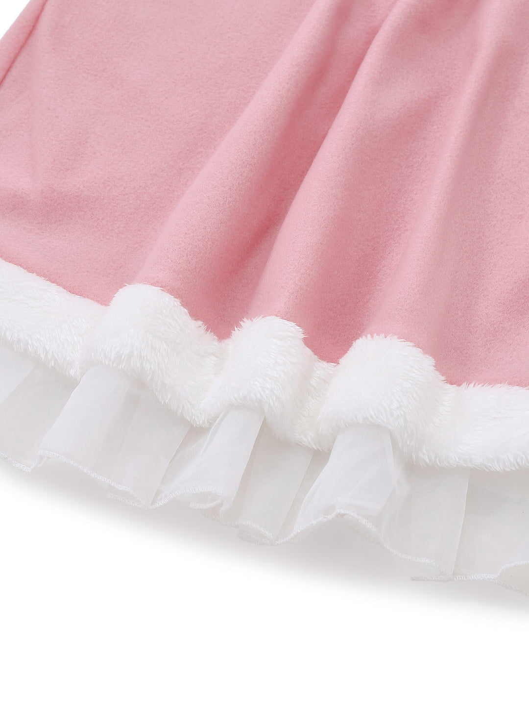 Pink 1950s Christmas Elf Plush-Edged Dress Set - vintage dress, retro fashion, rockabilly