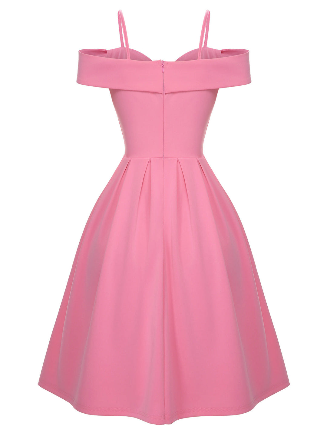 This Pink 1950s Cold Shoulder Solid Dress wraps her in 1950s elegance, one twirl at a time