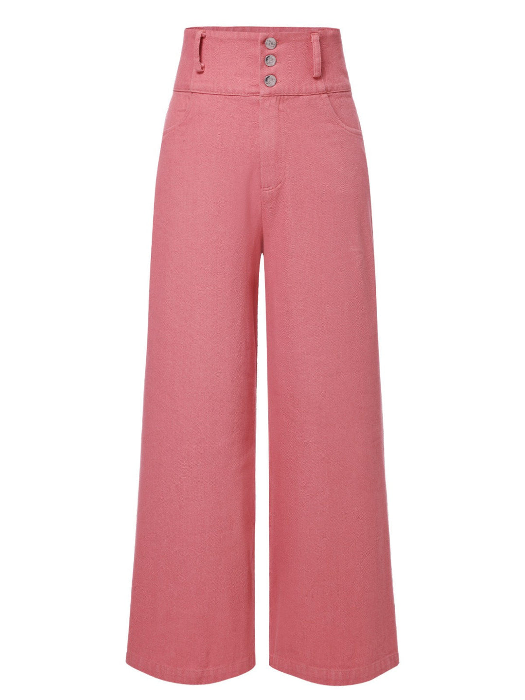 Pink 1950s Cotton Rose Button Pants - vintage fashion, retro style