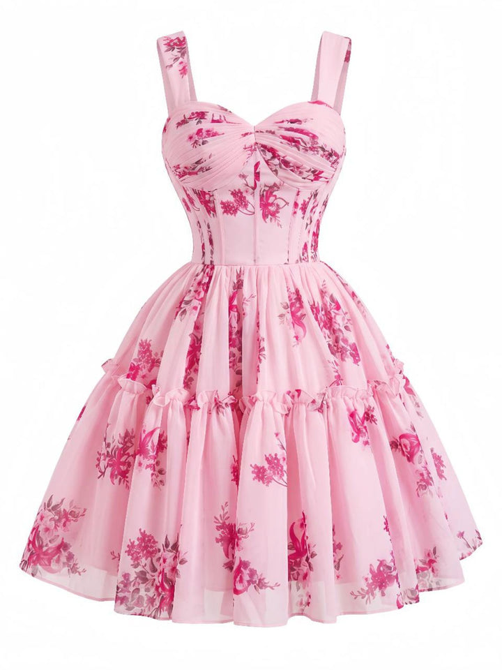 Pink Floral Vintage Classic Dress 2