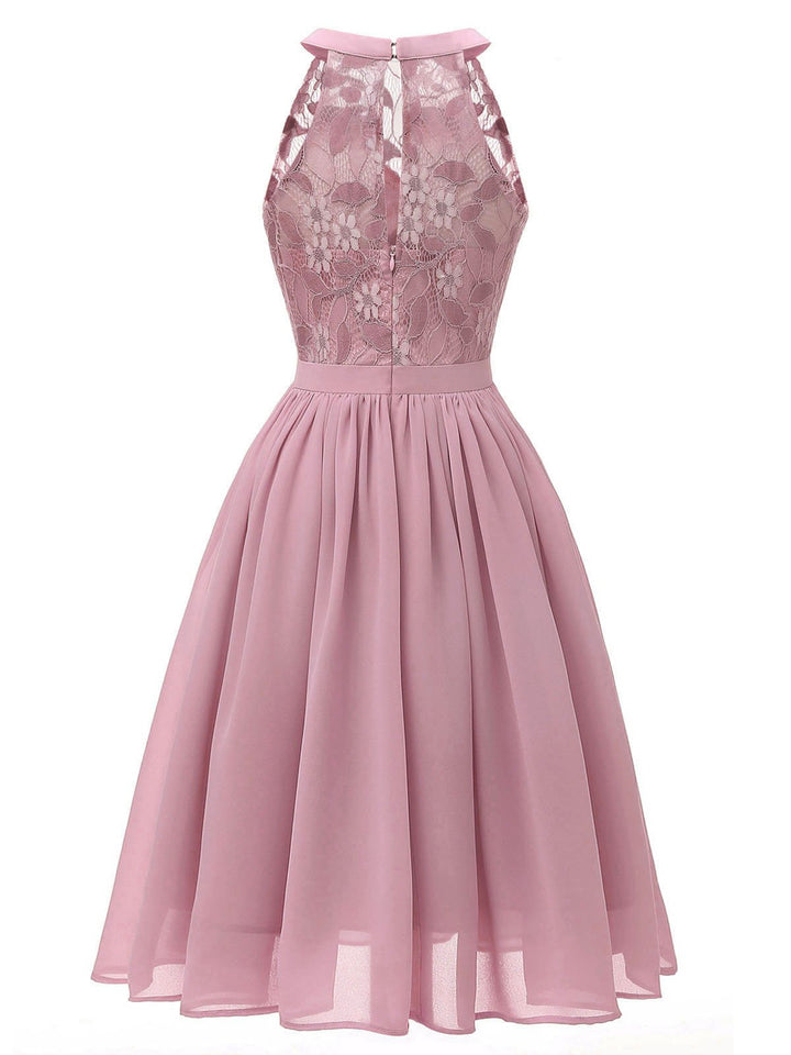 Pink 1950s Floral Lace Swing Dress: timeless style reimagined