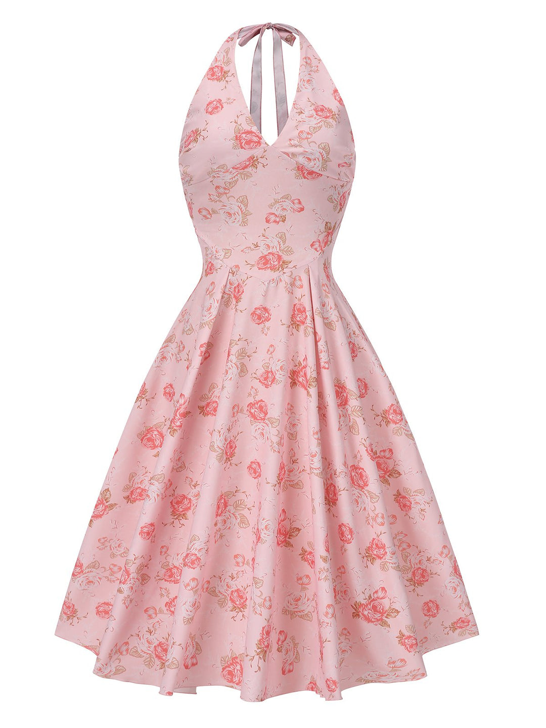1950s Floral VNeck Halter Dress | 1950s | vintage dress, retro fashion
