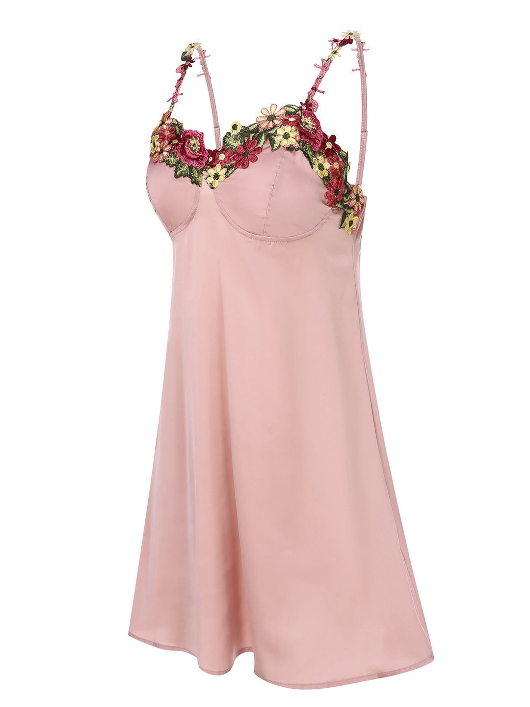 Pink Flower Embroidered Suspender Nightgown, vintage fashion, retro style - perfect for women who love vintage and retro fashion