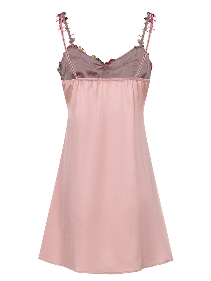 Pink Flower Embroidered Suspender Nightgown, vintage fashion, retro style - perfect for women who love vintage and retro fashion