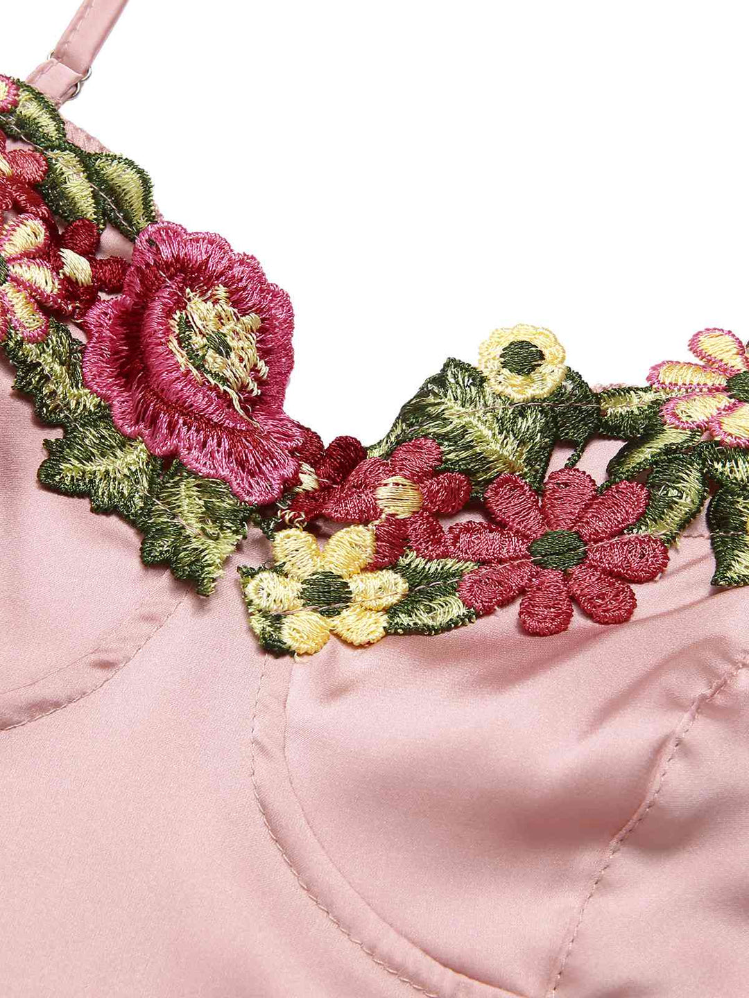 Pink Flower Embroidered Suspender Nightgown, vintage fashion, retro style - perfect for women who love vintage and retro fashion