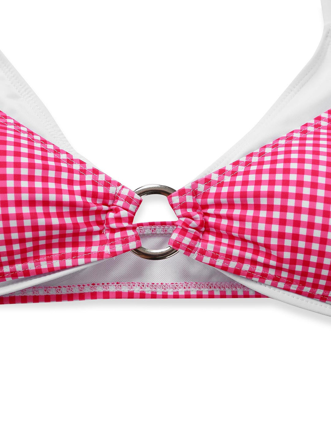 Pink Gingham Halter Double Layer Bikini Set - vintage swimsuit, swimwear for vintage lovers