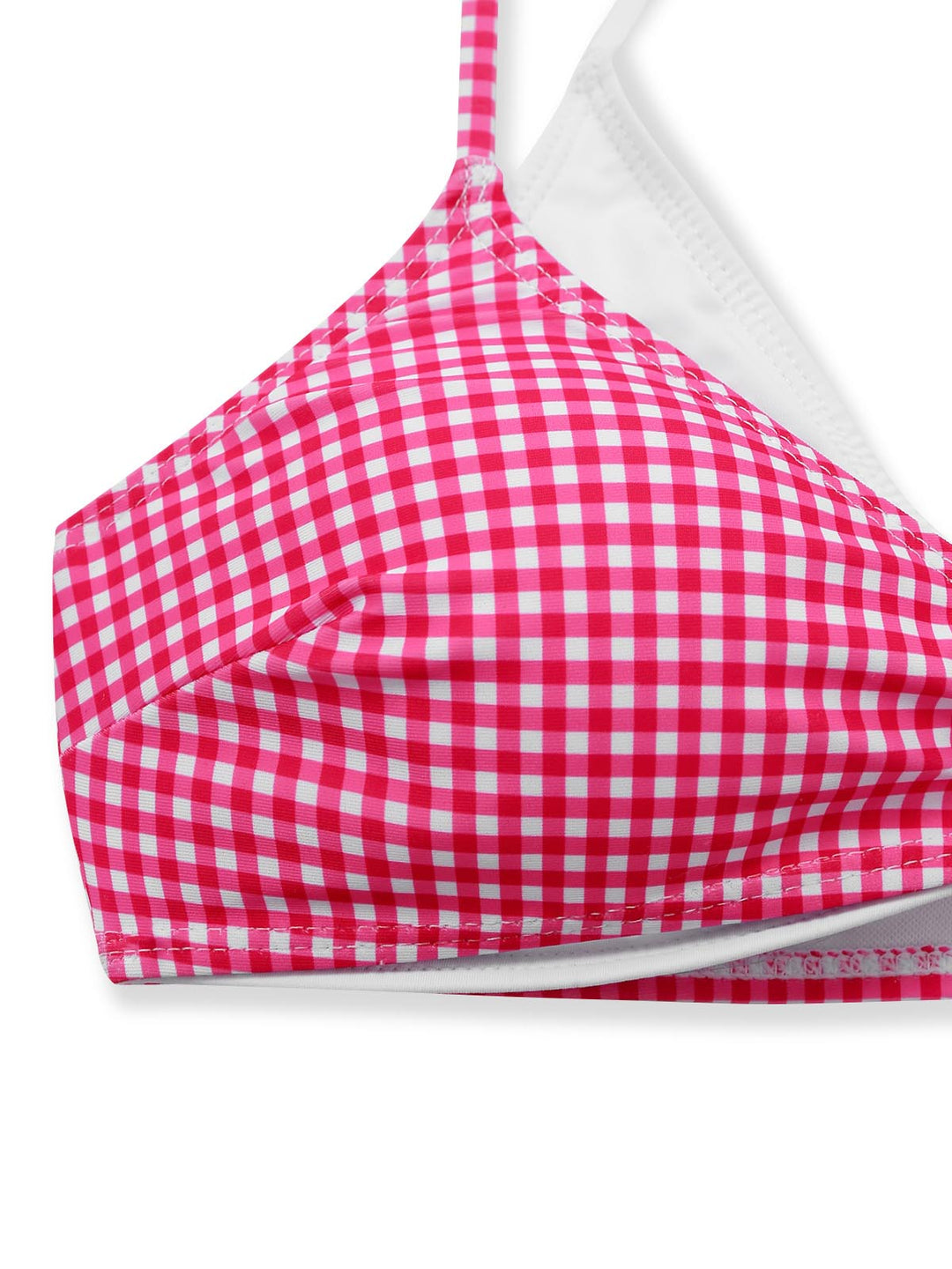 Pink Gingham Halter Double Layer Bikini Set - vintage swimsuit, swimwear for vintage lovers