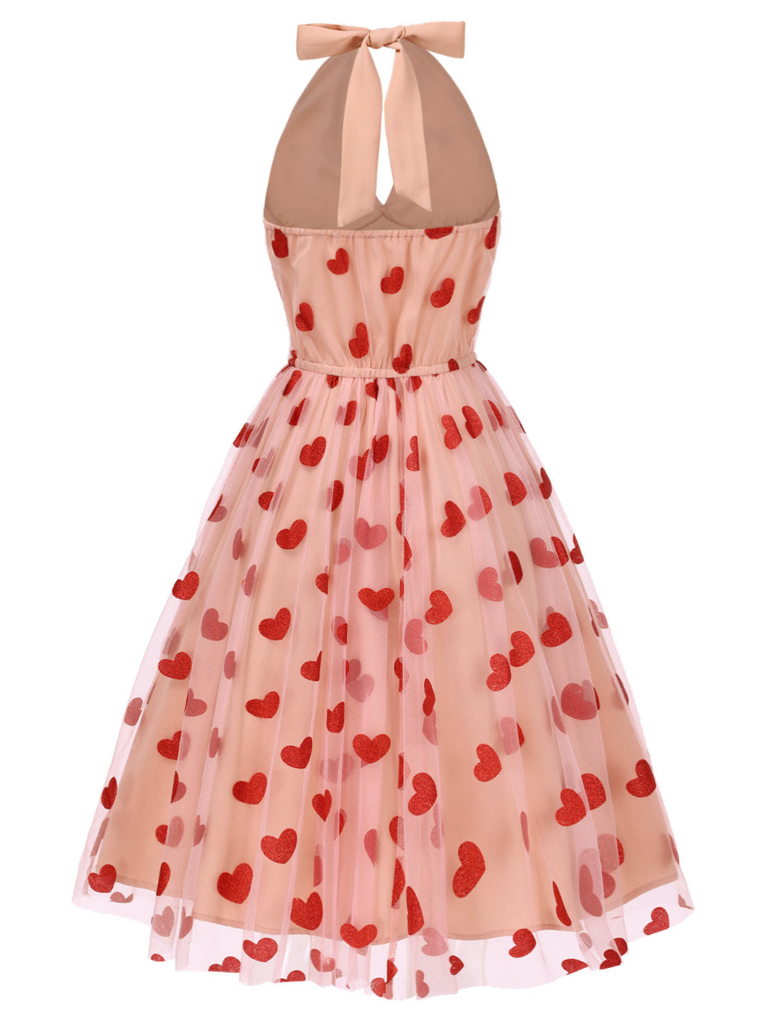Pink 1950s Halter Heart Mesh Dress — a 1950s silhouette that turns sidewalks into runways