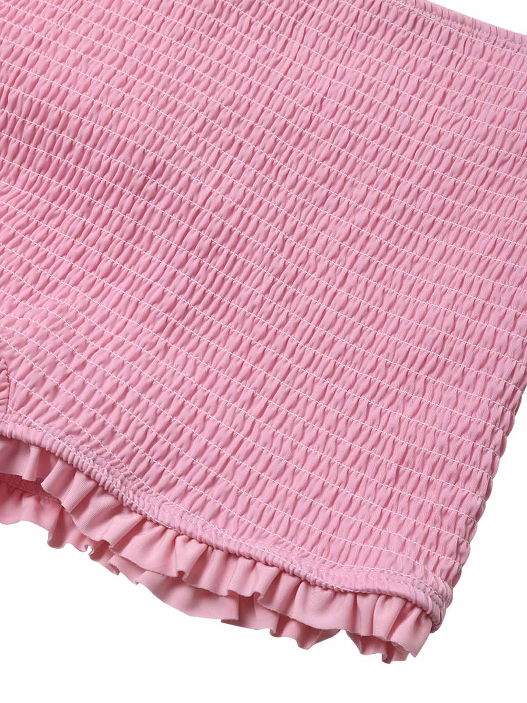 [Pre-Sale] Pink Halter Smocked Bikini Set &amp; Strawberry Cover Top - vintage top, retro blouse for vintage lovers
