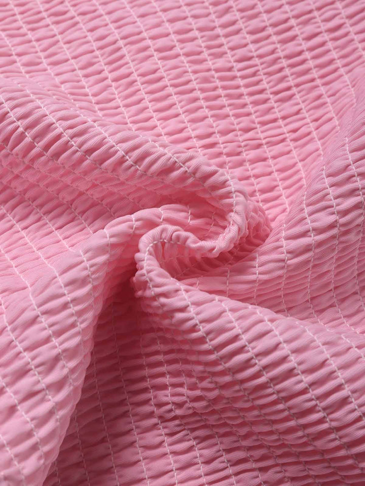 [Pre-Sale] Pink Halter Smocked Bikini Set &amp; Strawberry Cover Top - vintage top, retro blouse for vintage lovers