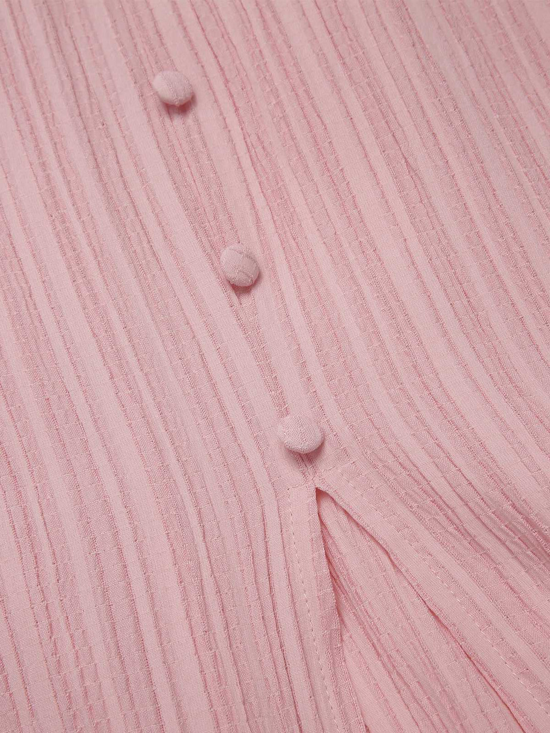 Pink 1950s Pinstripe V-Neck Puff Sleeves Ruched Dress, vintage dress, retro fashion, rockabilly, pin-up fashion - perfect for women who love vintage and retro fashion