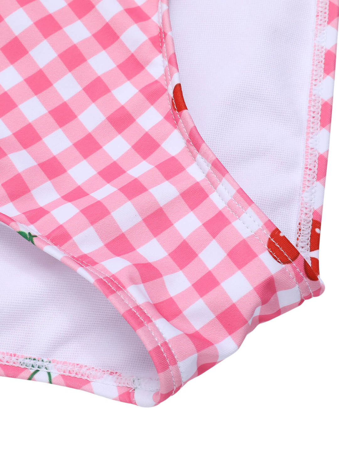 Pink 1950s Plaid &amp; Cherry Strap Swimsuit, vintage swimsuit, pin-up swimwear - perfect for women who love vintage and retro fashion