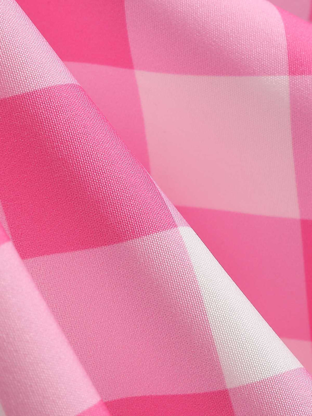 Pink 1950s Plaid Patchwork Spaghetti Straps Dress — the kind of 1950s dress that makes strangers smile