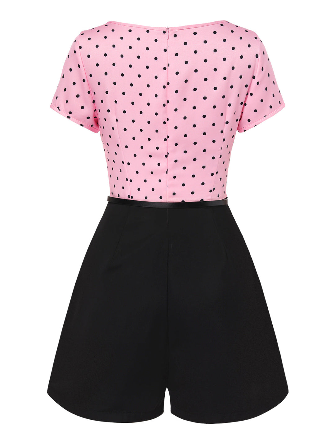 Pink 1950s Polka Dot Bow Romper — 1950s vintage charm for her modern wardrobe