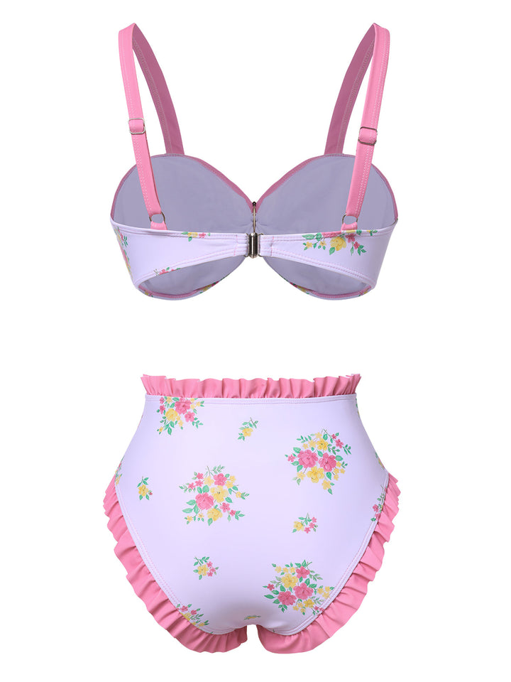 1950s Ruffled Hem Floral Bikini | 1950s | vintage swimsuit, retro beachwear