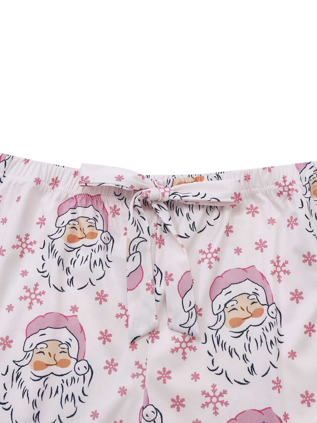 Pink Santa Print Fur Trim Pajama Set - vintage fashion, retro style