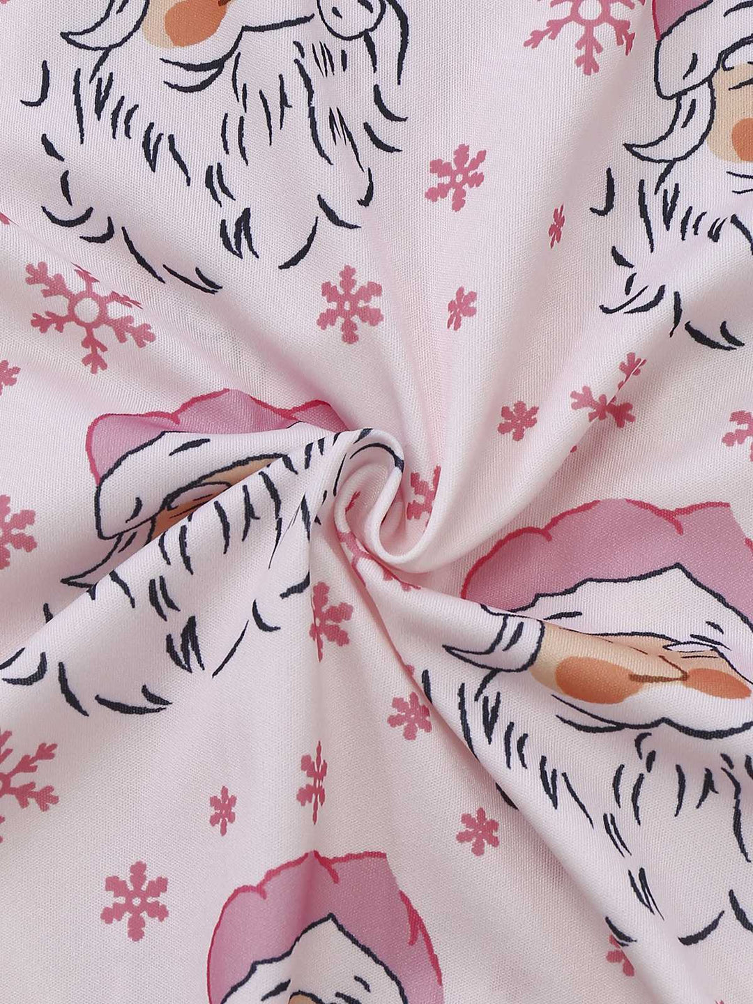 Pink Santa Print Fur Trim Pajama Set - vintage fashion, retro style